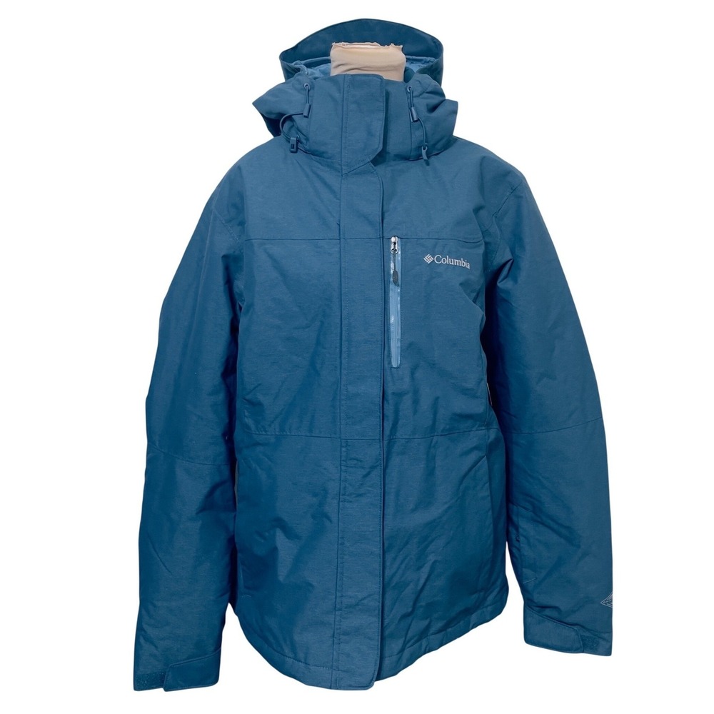 Columbia Women Blue Omni-Heat Hooded Winter Jacket XL Outdoor Hiking Ski